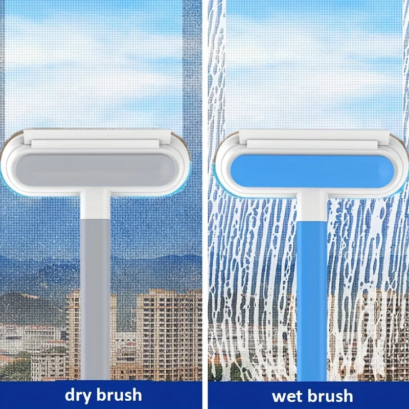 2-in-1 Pet Hair Remover & Window Cleaning Brush With Adjustable Handle
