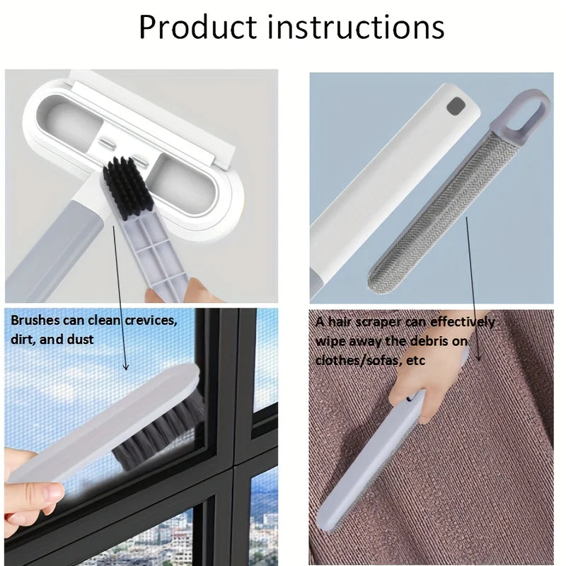 2-in-1 Pet Hair Remover & Window Cleaning Brush With Adjustable Handle