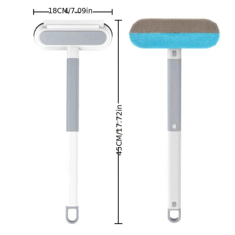 2-in-1 Pet Hair Remover & Window Cleaning Brush With Adjustable Handle