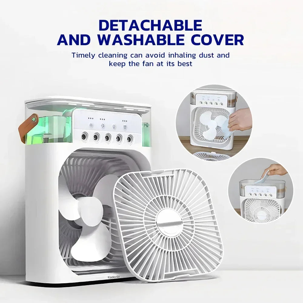 3 In 1 Fan Air Cooler – Mini AC, Humidifier & LED Light for Home