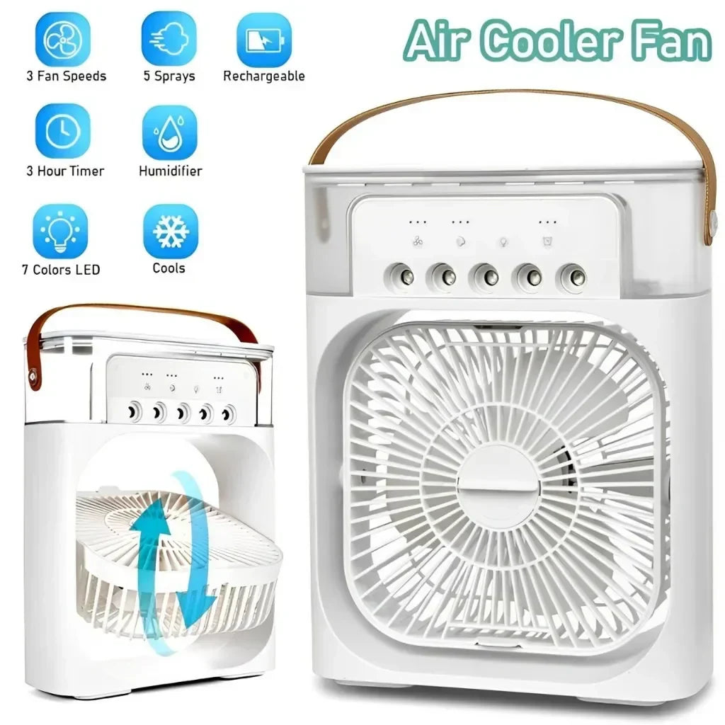3 In 1 Fan Air Cooler – Mini AC, Humidifier & LED Light for Home