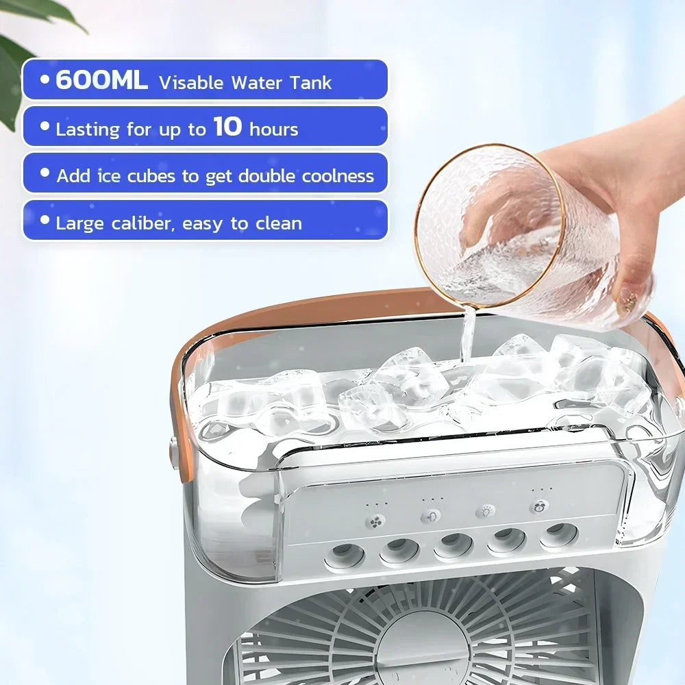 3 In 1 Fan Air Cooler – Mini AC, Humidifier & LED Light for Home