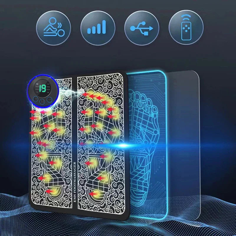 Foldable Electric Foot Massager Pad – Portable Rechargeable Relief