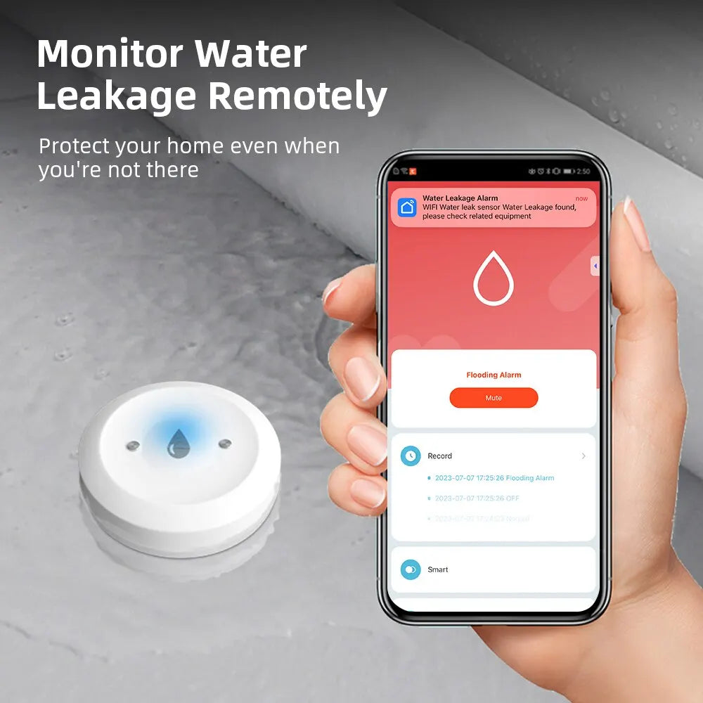 Tuya ZigBee Smart Water Leak Detector – App-Controlled Flood Alarm