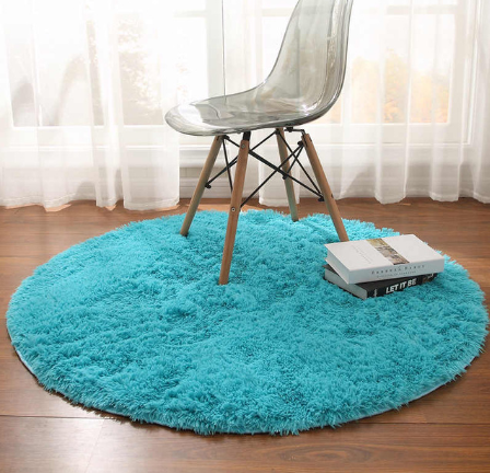 Fluffy Round Rug Carpets Modern Mat