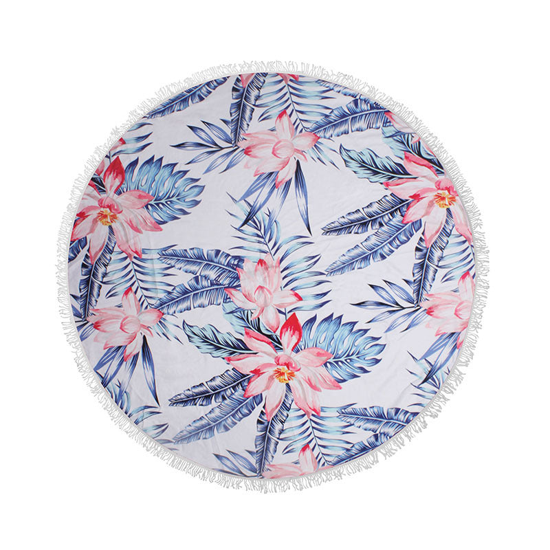 Round Sun Protection Beach Towel Microfiber Strap