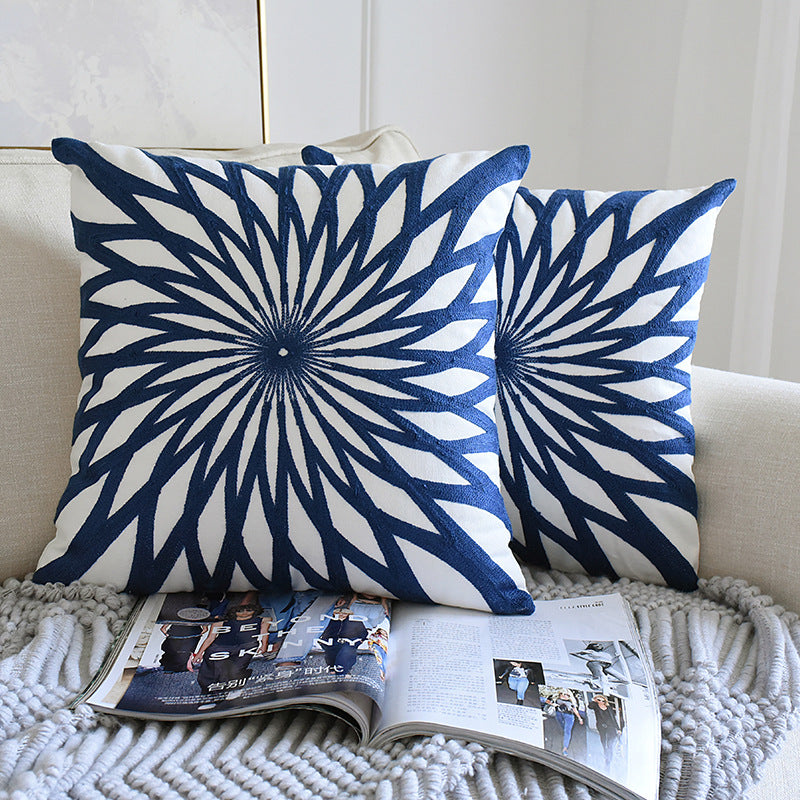 Retro Pillowcase Blue And White Porcelain Embroidery Series