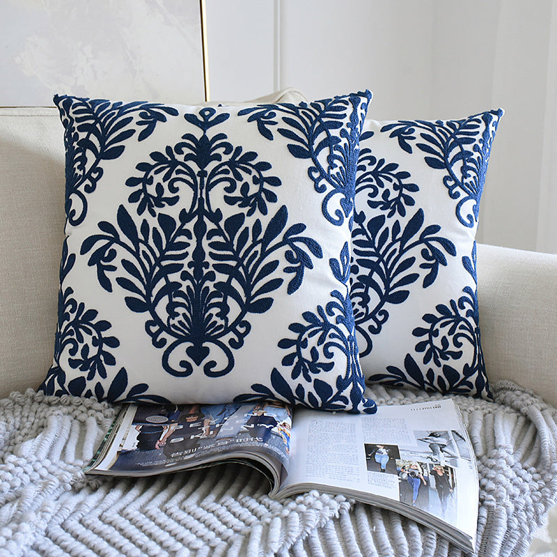 Retro Pillowcase Blue And White Porcelain Embroidery Series