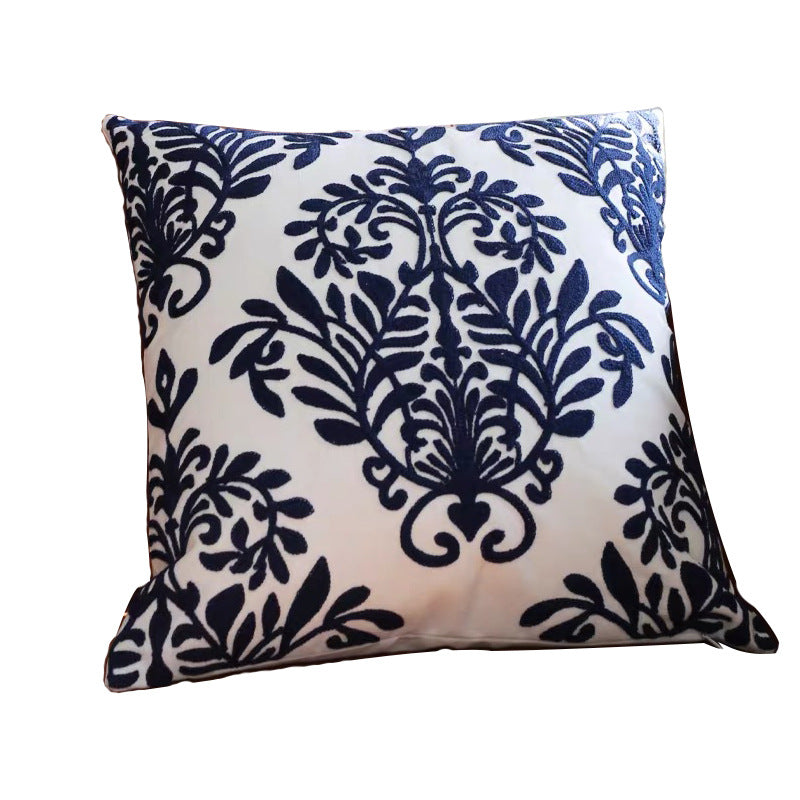 Retro Pillowcase Blue And White Porcelain Embroidery Series