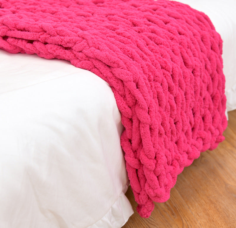 Handmade Coarse Yarn Knitted Chenille Blanket