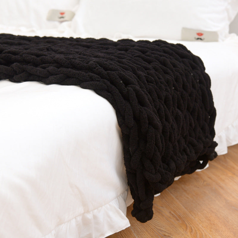 Handmade Coarse Yarn Knitted Chenille Blanket