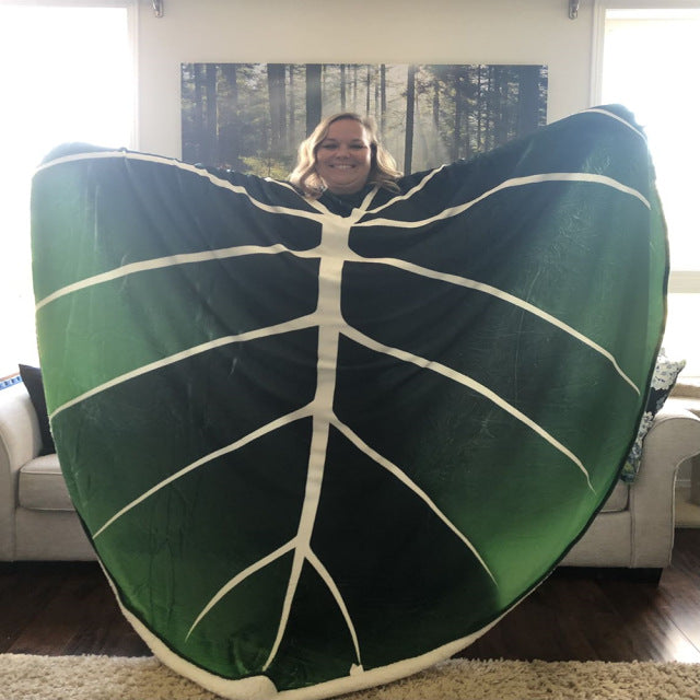 Printed Green Leaves Giant Blanket