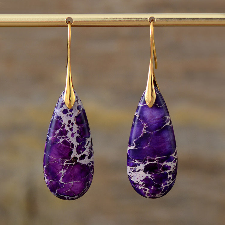 Bohemian Natural Stone Water Drop Earrings Jewelry