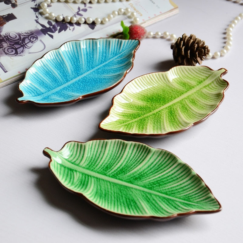 Creative Banana Leaf Shape Ceramic Plate