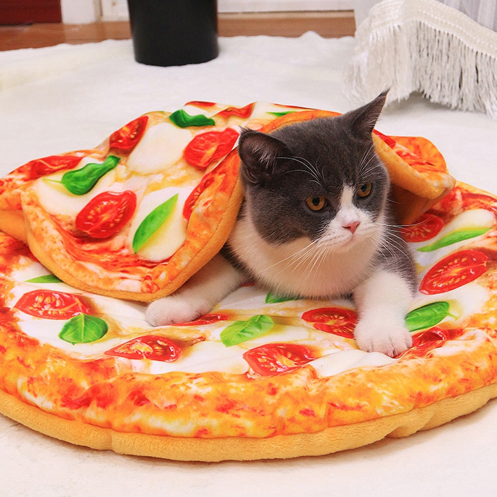 Cat bed - Simulation 3D Pizza Avocado Omelette Toast Pet Warm Blanket Mat Bed Soft Thicken