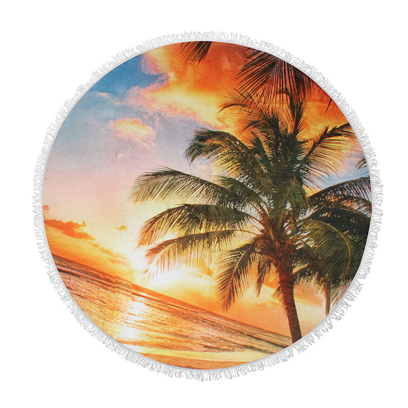 Round Sun Protection Beach Towel Microfiber Strap