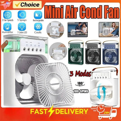 3 In 1 Fan Air Cooler – Mini AC, Humidifier & LED Light for Home - EMLANOOR