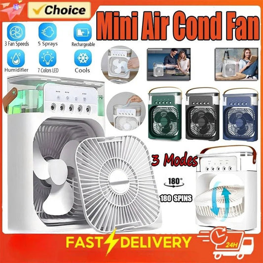 3 In 1 Fan Air Cooler – Mini AC, Humidifier & LED Light for Home - EMLANOOR