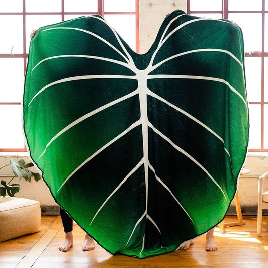 Printed Green Leaves Giant Blanket