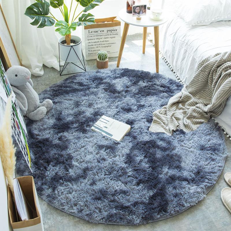 Fluffy Round Rug Carpets Modern Mat