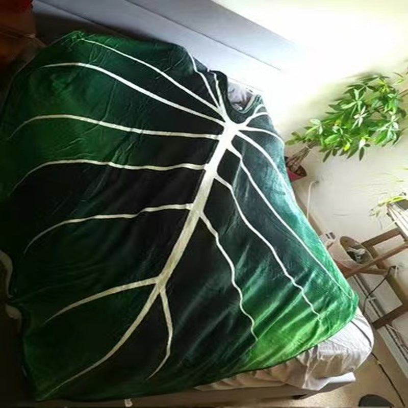 Printed Green Leaves Giant Blanket