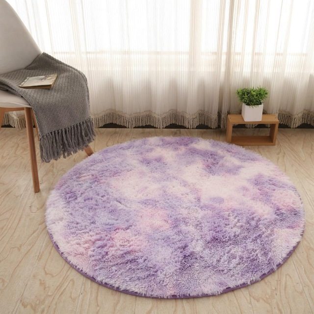 Fluffy Round Rug Carpets Modern Mat