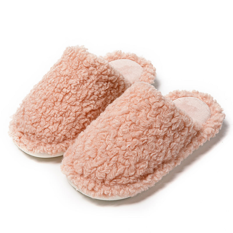 Baotou Curly Cotton Slippers Home Candy Color