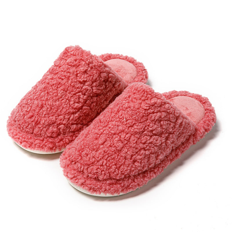 Baotou Curly Cotton Slippers Home Candy Color