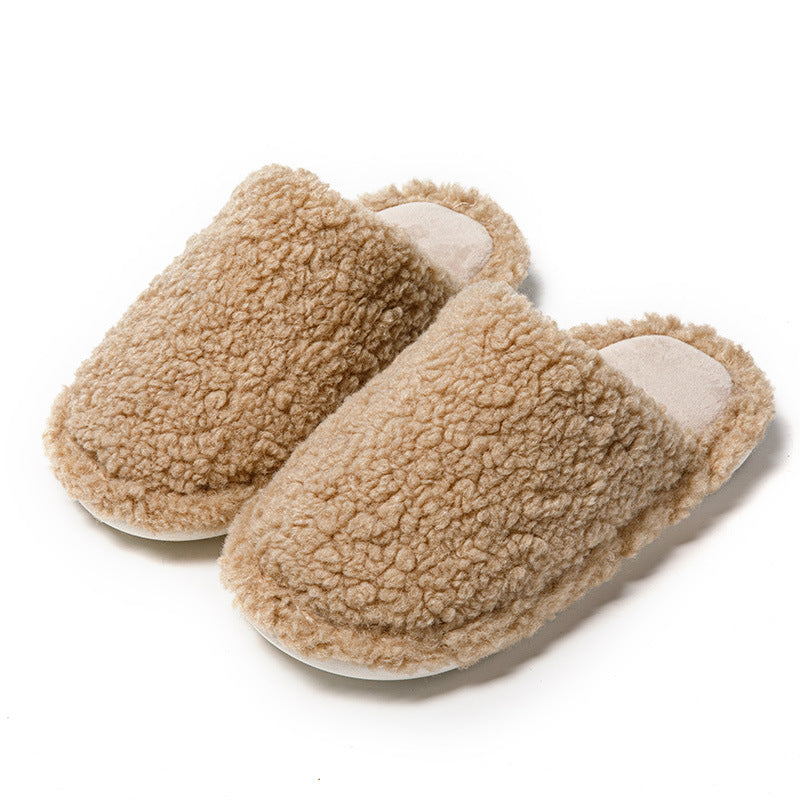 Baotou Curly Cotton Slippers Home Candy Color