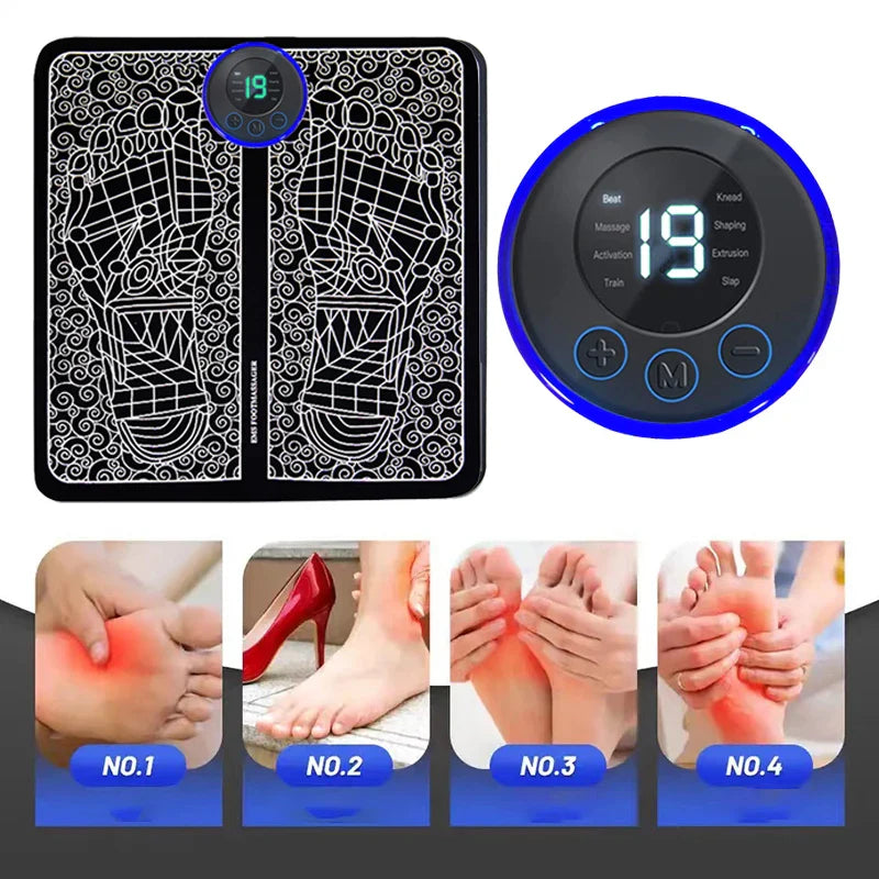 Foldable Electric Foot Massager Pad – Portable Rechargeable Relief