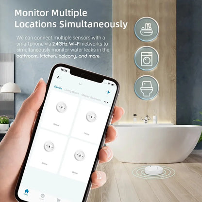 Tuya ZigBee Smart Water Leak Detector – App-Controlled Flood Alarm