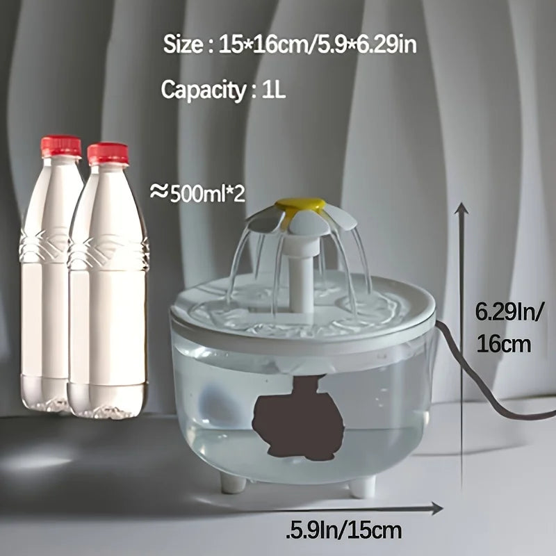 USB Electric 1L Pet Water Fountain –Automatic Cat Drink Dispenser Bowl