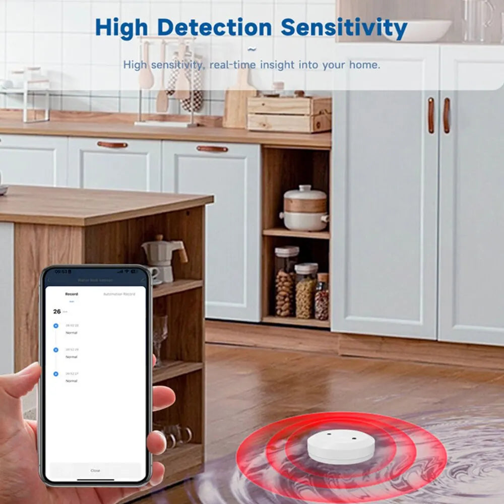 Tuya ZigBee Smart Water Leak Detector – App-Controlled Flood Alarm