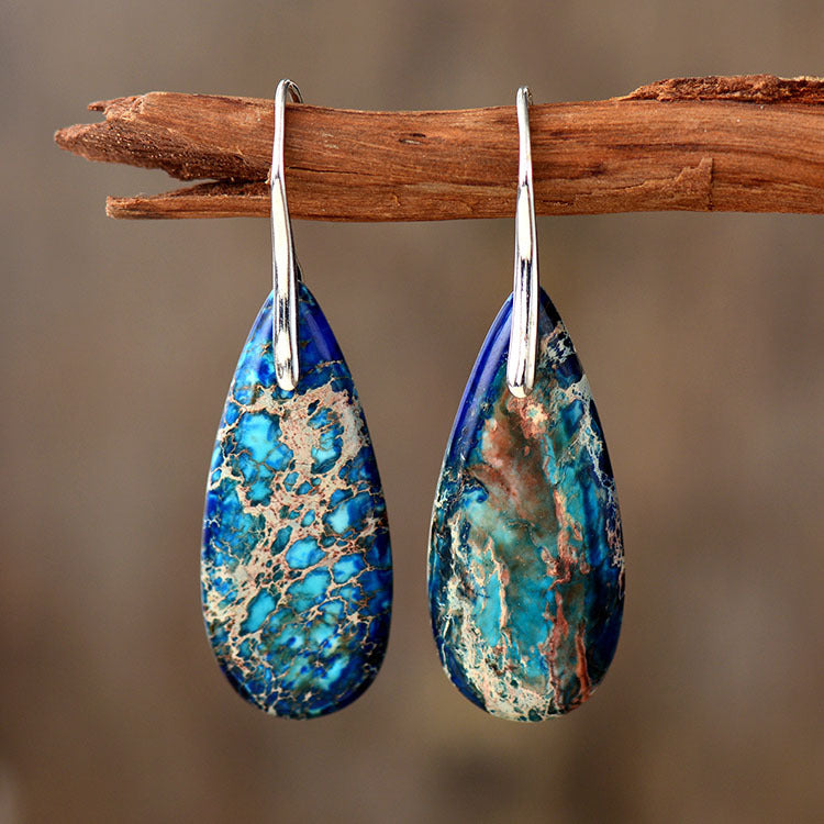 Bohemian Natural Stone Water Drop Earrings Jewelry