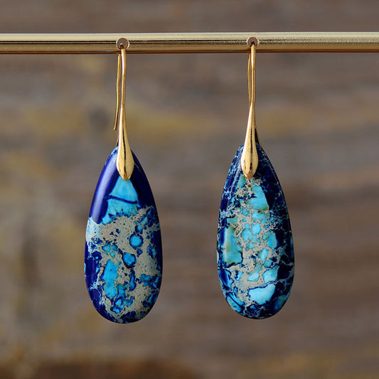 Bohemian Natural Stone Water Drop Earrings Jewelry