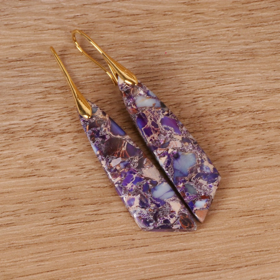 Bohemian Emperor Stone Geometric Pendant Earrings