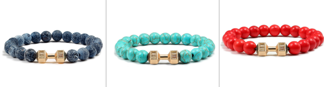 Turquoise Energy Gun Black Electroplated Alloy Barbell Bracelet