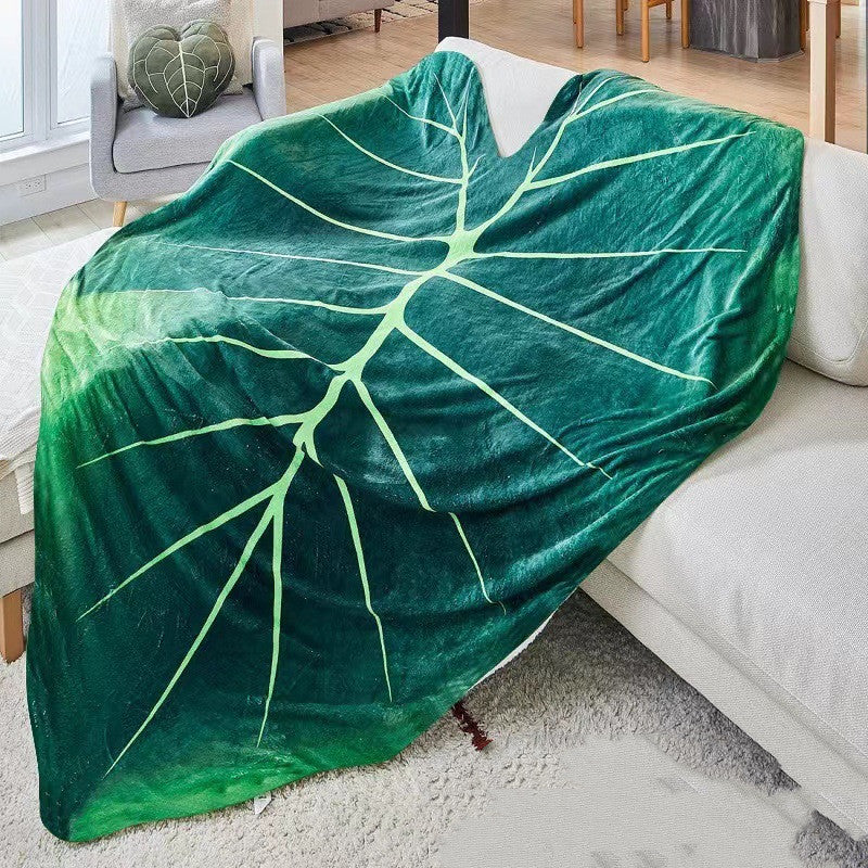 Printed Green Leaves Giant Blanket