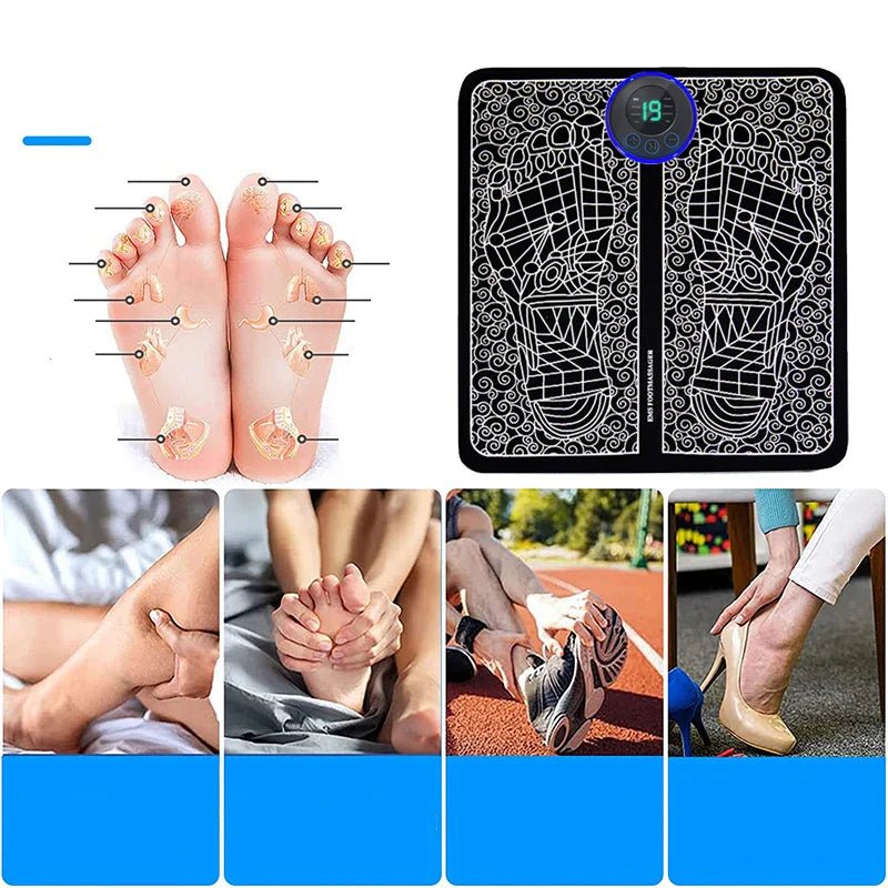 Foldable Electric Foot Massager Pad – Portable Rechargeable Relief - EMLANOOR