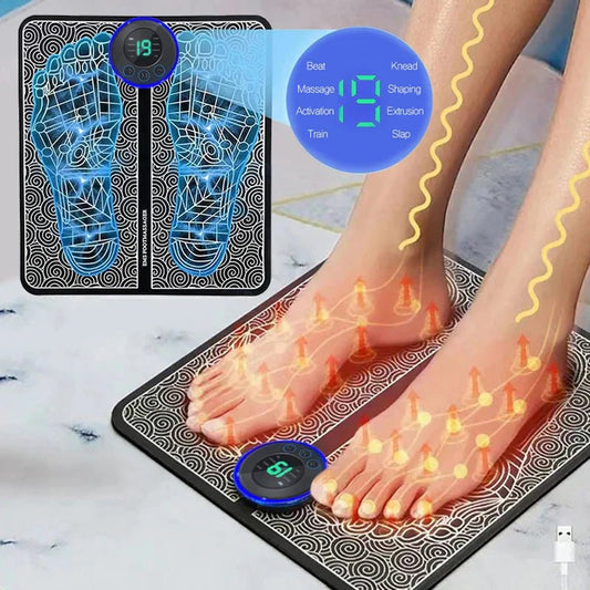 Foldable Electric Foot Massager Pad – Portable Rechargeable Relief - EMLANOOR