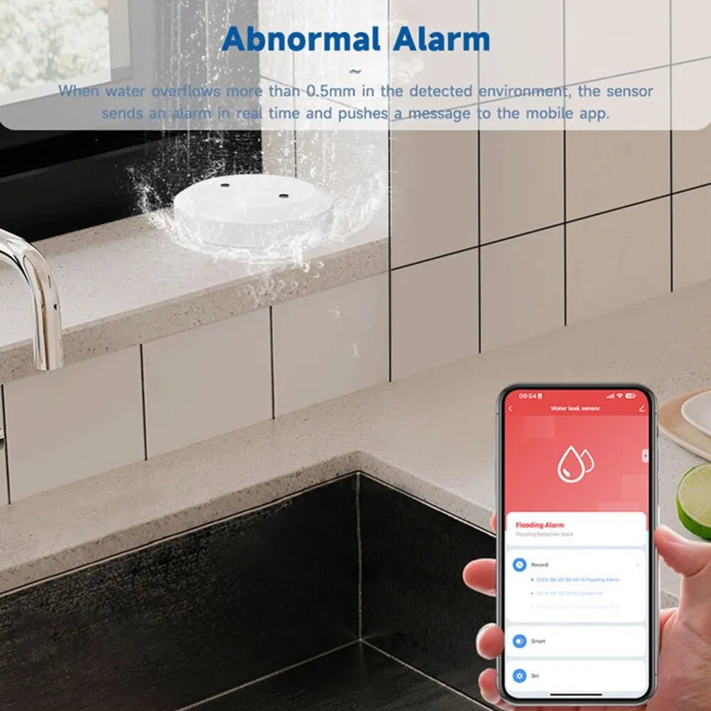 Tuya ZigBee Smart Water Leak Detector – App - Controlled Flood Alarm - EMLANOOR