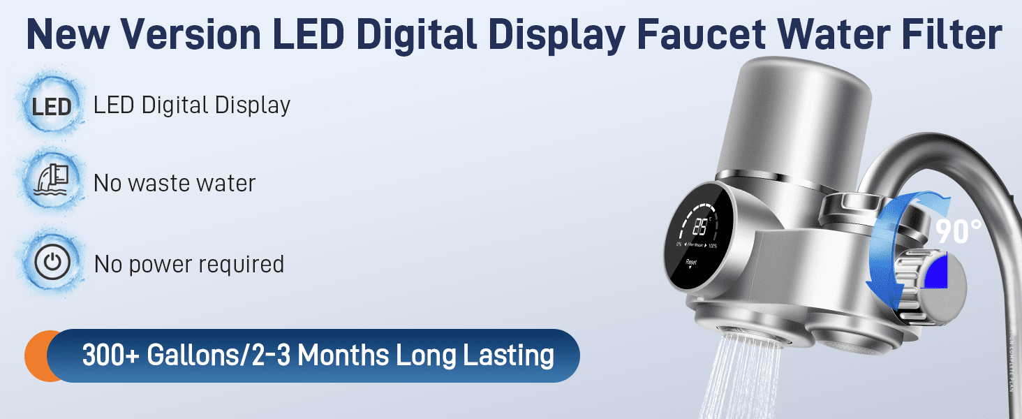 Water - power UV Purifier Faucet | Best Water Filter for Hard Water - EMLANOOR