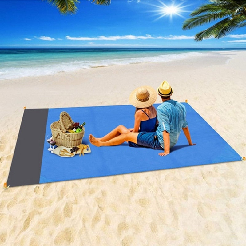 2x2.1m Waterproof Pocket Beach Blanket Folding Camping Mat Mattress Portable Lightweight Mat Outdoor Picnic Mat Sand Beach Mat