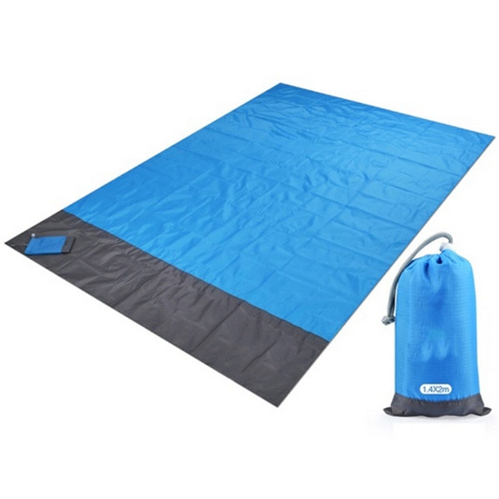 2x2.1m Waterproof Pocket Beach Blanket Folding Camping Mat Mattress Portable Lightweight Mat Outdoor Picnic Mat Sand Beach Mat